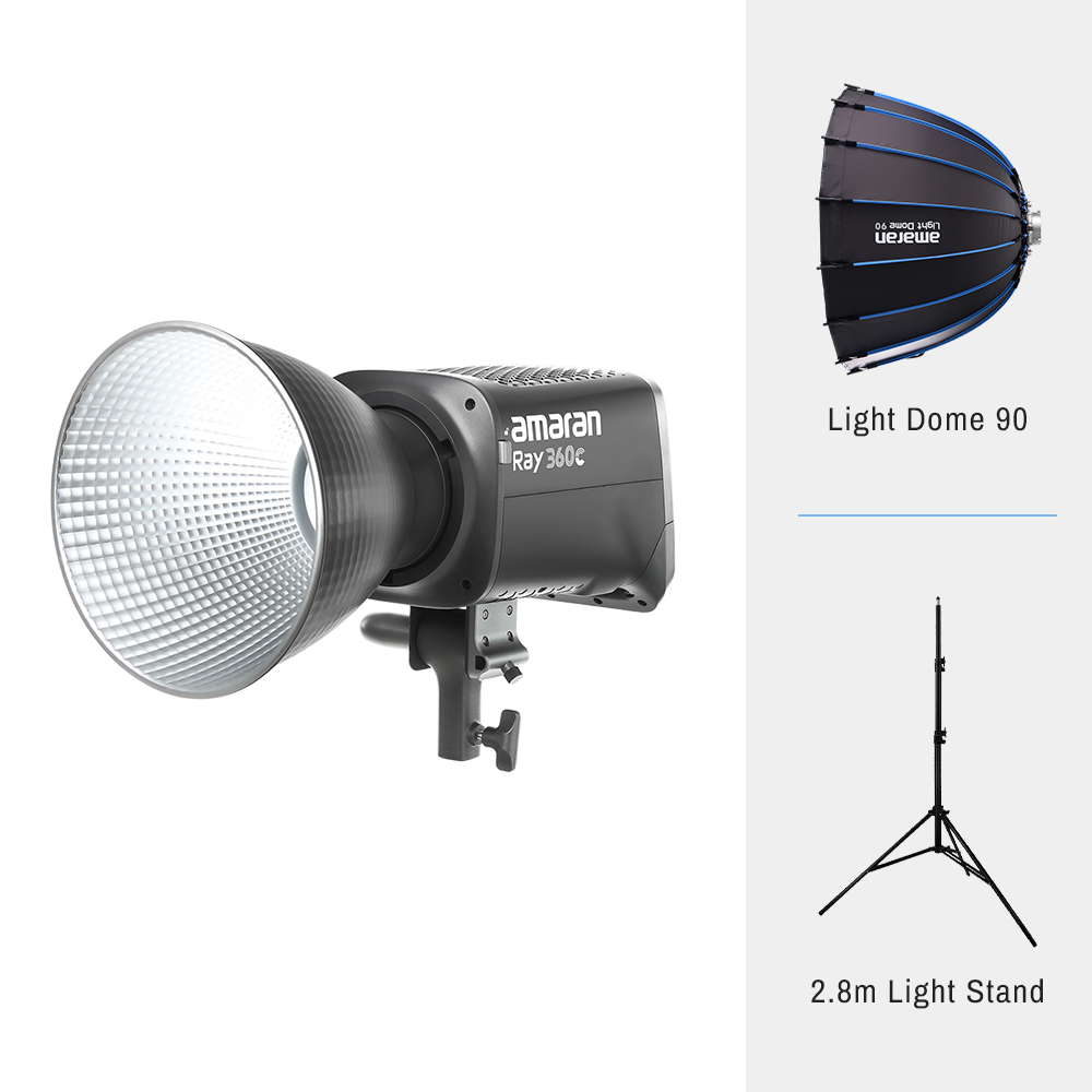 amaran Ray 360c + Light Dome 90 + 2.8m Light Stand Bundle